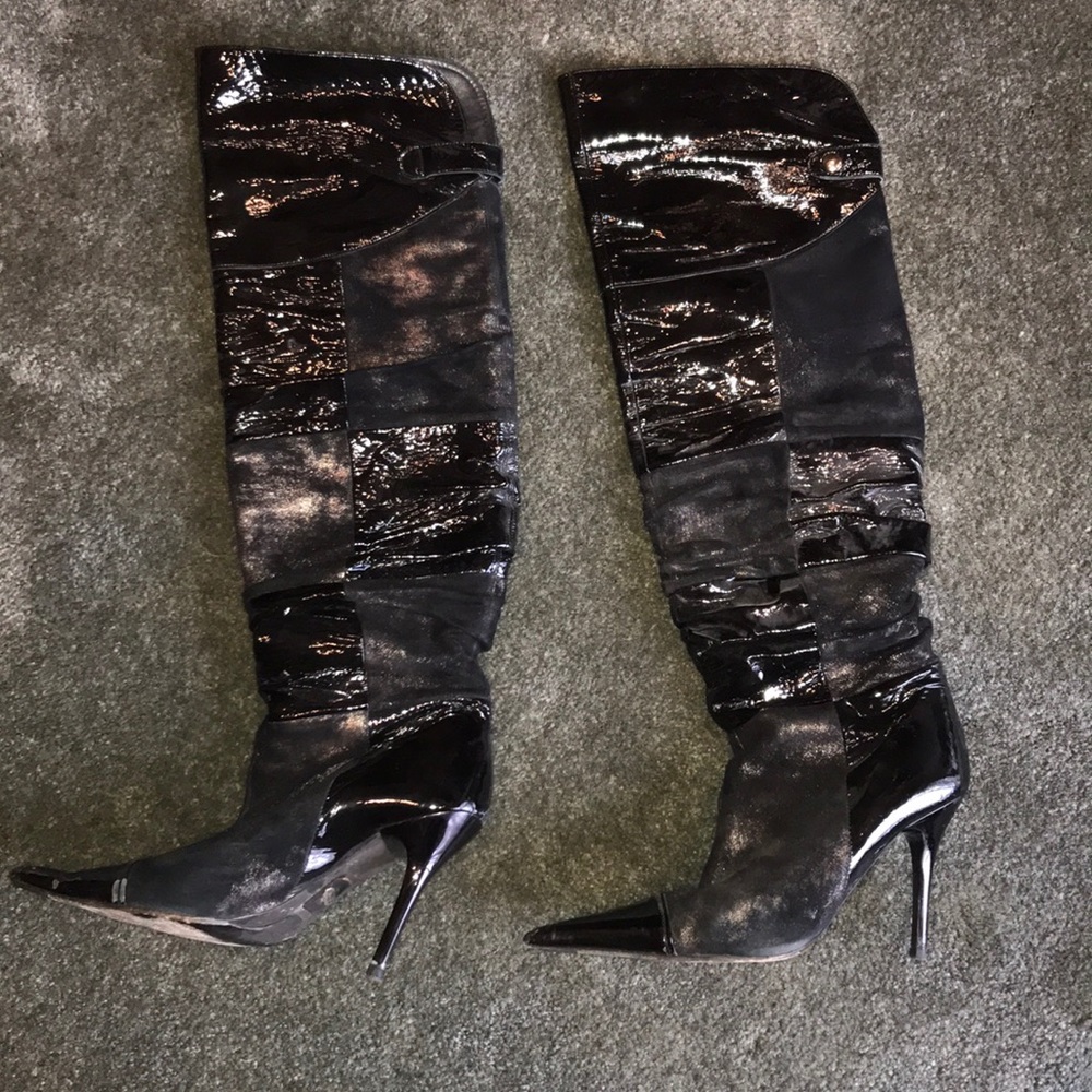 ALDO Black pointed toe OTK boots